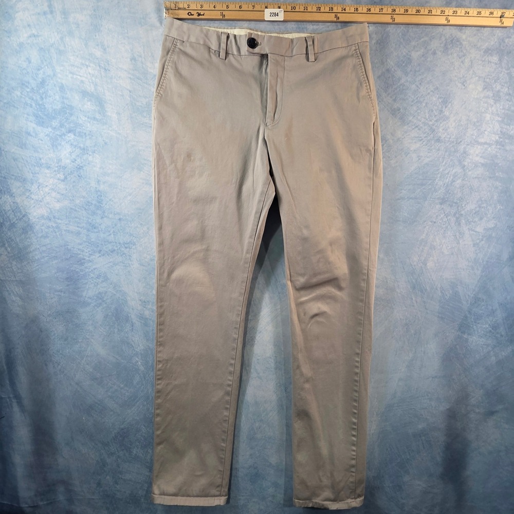 Reiss Medway Mens Slim Fit Chino Trousers Ice Grey Size 32 Cotton Blend Pants